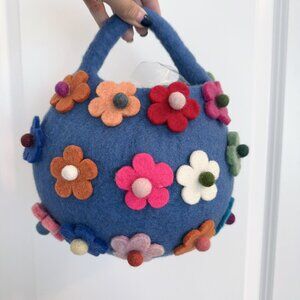 Handmade Nepal Wool Felt Flower Bag｜Artisan Felt Purse｜One of a Kind
